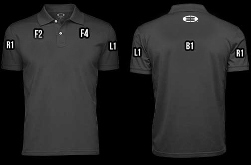 E3 polo logo positions